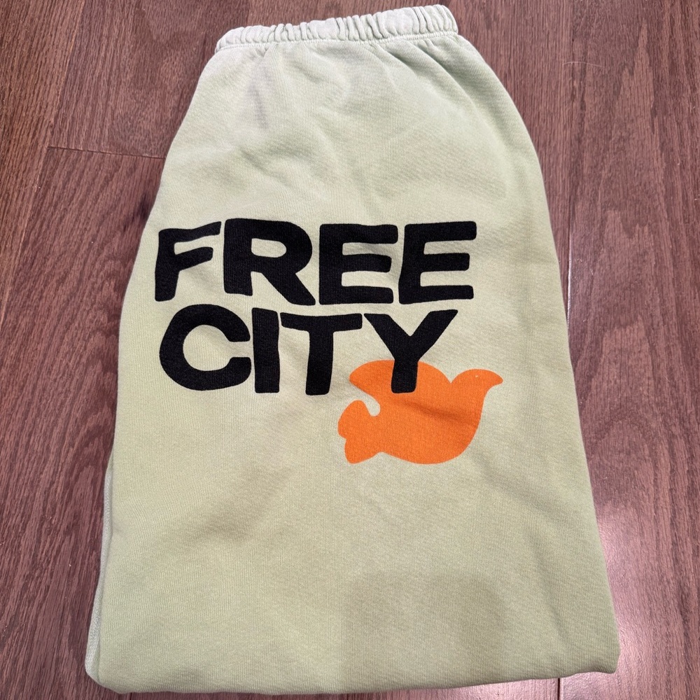 Freecity Light Green Pants with Black and Orange Logo